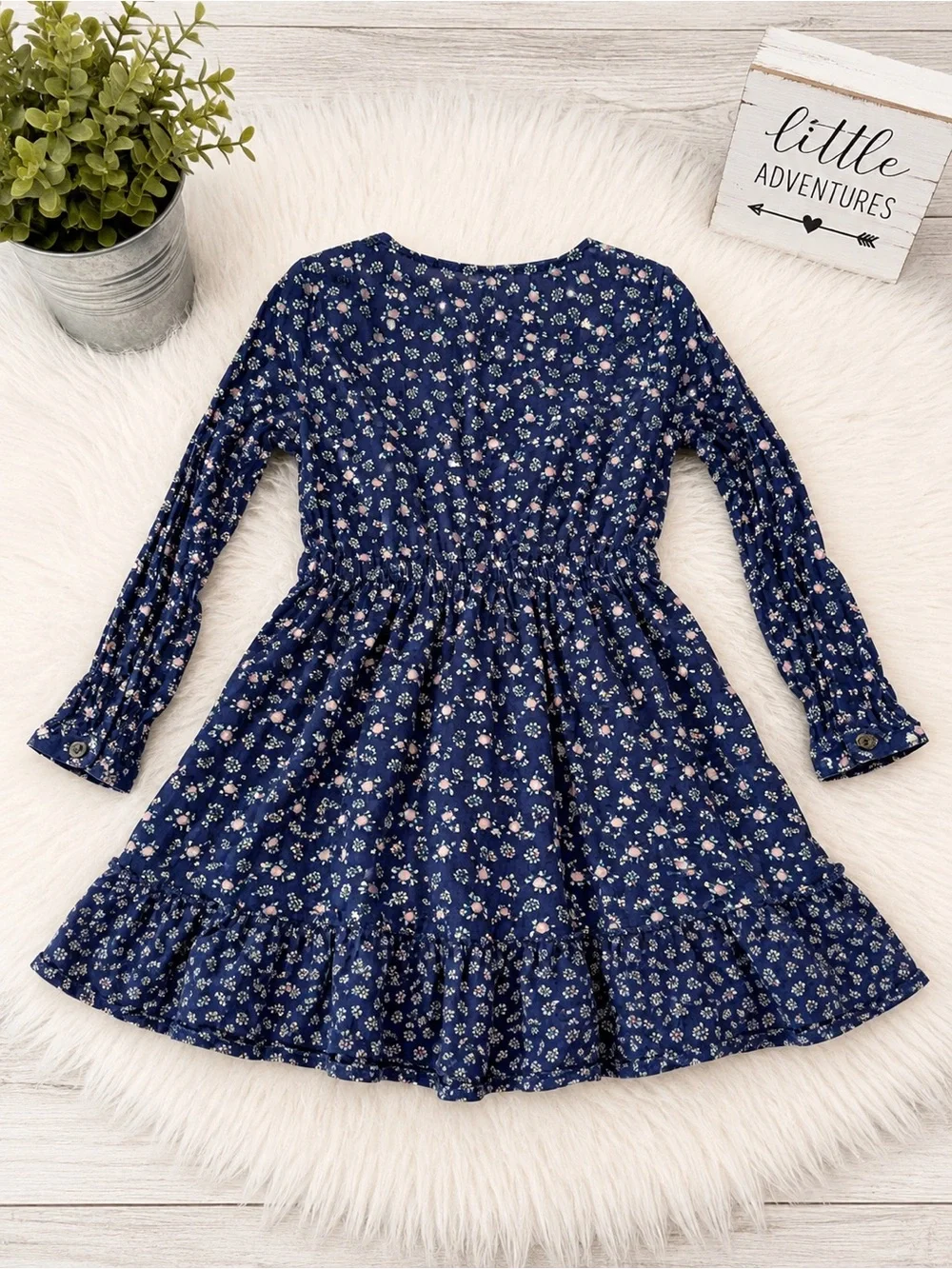 Carter’s Kid Girls Navy Floral Long-Sleeve Dress Size 5